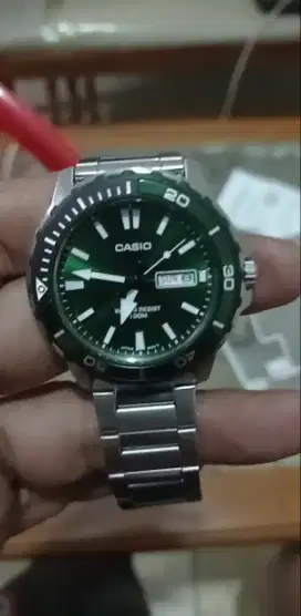 Jam Tangan Casio Rantai tgl Hari Dasar Hijau
