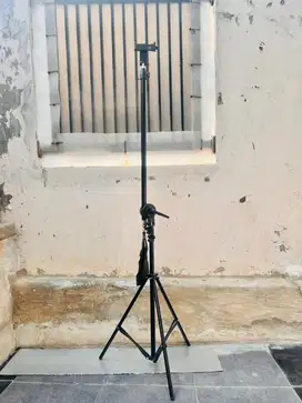 Tripod Light Stand bs di Putar 360 + Overhead Boom Arm + Phone Holder