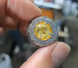 Cincin Yellow Sapphire H Original Srilangka perak Spesial Boss