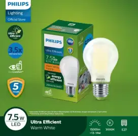 Beli 3 Gratis 1 - Philips Lampu LED Ultra Efficient 7.5W 27K (Kuning)