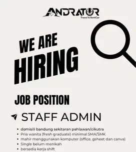 LOWONGAN KERJA – STAFF ADMIN di BANDUNG