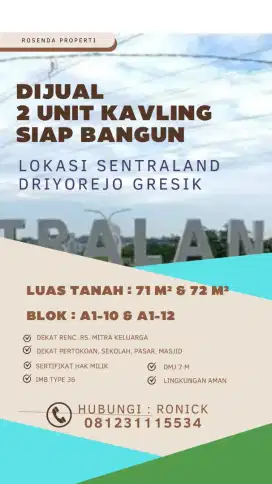 Dijual Kavling Siap Bangun ( 2 Unit )