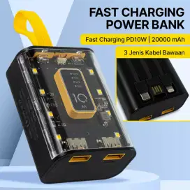 Power Bank 20000mAh Fast Charging PD 3in1 Cable Dual USB Port 10W