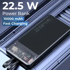 Power Bank 10000mAh Fast Charging PD 2in1 Cable USB Port 22.5W