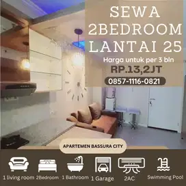 2bedroom sewa full furnished /3bln apartemen bassura city