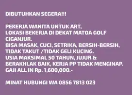 DIBUTUHKAN SEGERA PEKERJA WANITA UNTUK ART