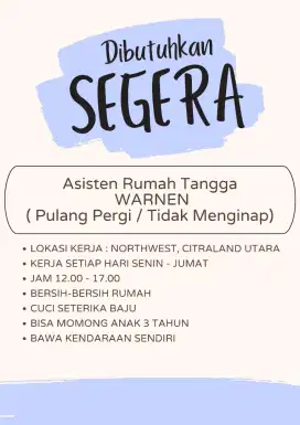 DIBUTUHKAN SEGERA! ART WARNEN