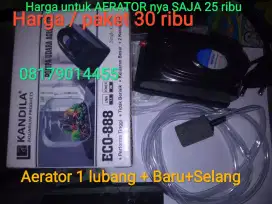 Aerator akuarium 1 lubang.  Paketan selang + batu aerator nya