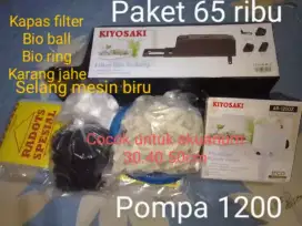 Paketan pompa akuarium 1200 + box filter + media media filter