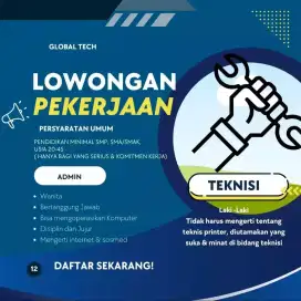 Lowongan teknisi komputer/printer & admin