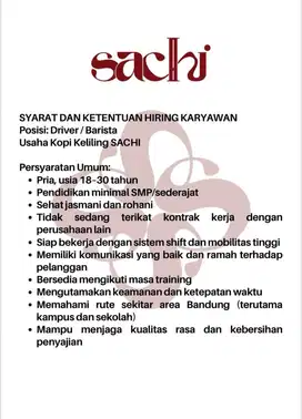 DRIVER/BARISTA KOPI KELILING