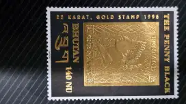 Prangko  Buthan 1996 lapis emas 22 K