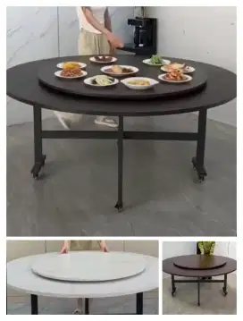 Meja Makan Putar Meja Ring Kaki Lipat Silang