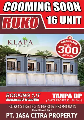 DIJUAL RUKO DIPINGGIR JALAN RAMAI PENDUDUK HARGA TERMURAH