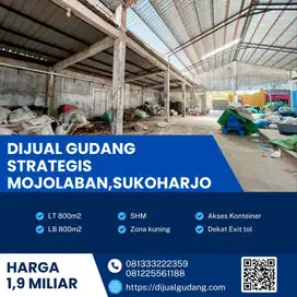 Dijual aset gudang lokasi Mojolaban  luas 800m BU!