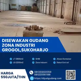 DiSewa gudang bagus lokasi Sukoharjo luas 2800m BU!