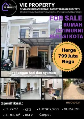 DIJUAL MURAH  RUMAH FULL FURNISHED DI JATIMURNI BEKASI