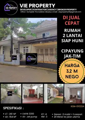 DIJUAL CEPAT   NEGO SAMPE DEAL, Rumah 2 lantai di Cipayung JakTim