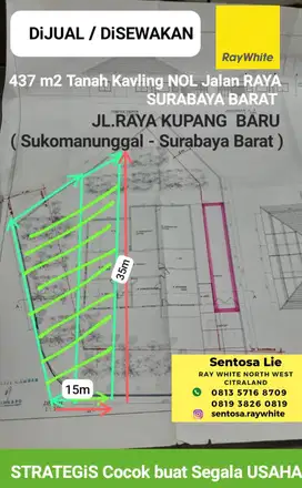 Jual./ Sewa Tanah NOL Jalan RAYA Kupang Baru - Sukomanunggal - Sby