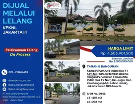 Di Jual Melalui Lelang RT Di Perumahan Taman Alfa Joglo Kembangan
