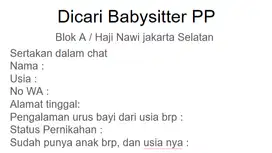 Babysitter PP usia 3bln