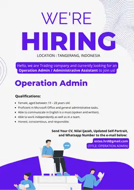 Lowongan Kerja - Admin Operation - Tangerang (Cikupa)