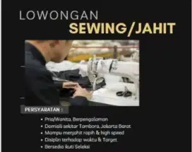 Penjahit Sampel Model (Freelance)