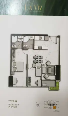 JUAL APARTMENT LA VIZ 2 BEDROOM KOSONGAN