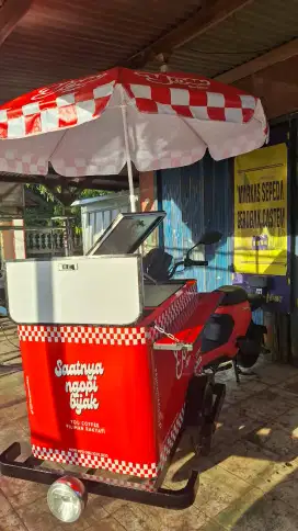 SEPEDA LISTRIK GEROBAK KOPI/GEROBAK SEPEDA LISTRIK MURAH/SEPEDAGEROBAK