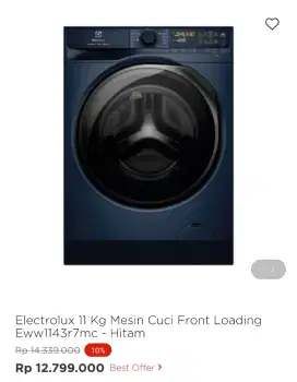 MESIN CUCI ELECTROLUX FRONT LOADING 100% KERING