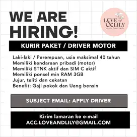 LOWONGAN KURIR PAKET DRIVER MOTOR TOKO BUNGA OJOL MITRA PENGANTARAN