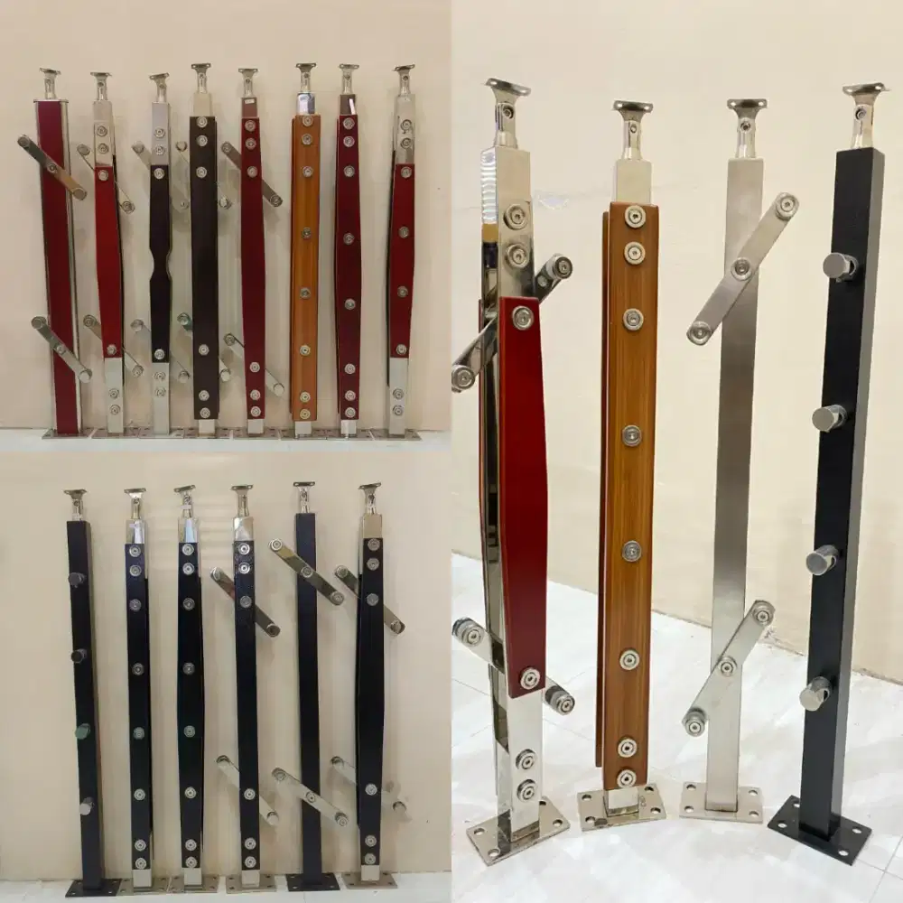 Tiang railing kaca handrailing tangga pvc aksesoris reling