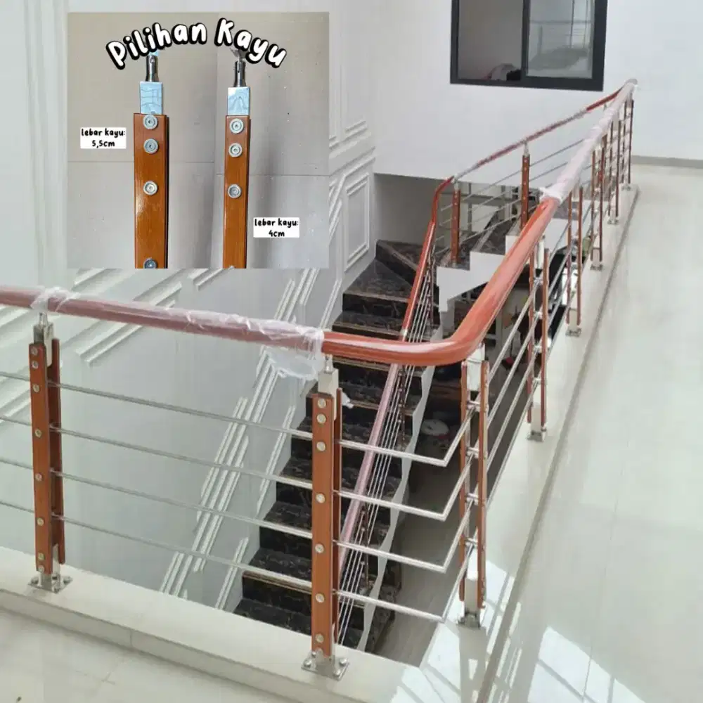 Aksesoris reling tiang railing kaca hand railing tangga pvc