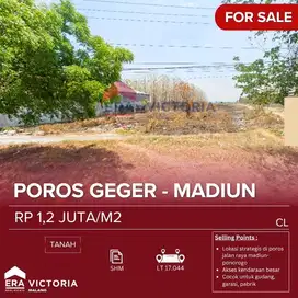 Tanah Luas Dijual Posisi Nol Jalan Raya Madiun- Ponorogo Kawasan Bisni