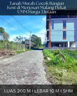 Tanah Siap Bangun Kost di Merjosari Malang Dekat UB