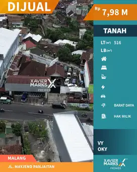 Bangunan Hitung Tanah Strategis di Jl Panjaitan Klojen Malang Dekat UB