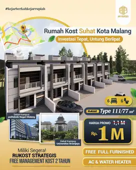 Rumah Kos Ekslusive Depan Kampus ABM Dan Dekat UB Kota Malang