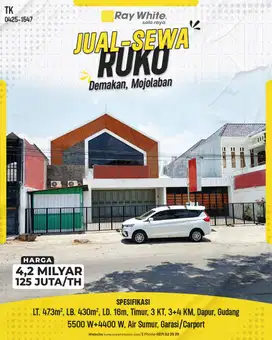 Disewakan Ruko Bagus Siap Pakai Tanah Luas Harga Murah, Mojolaban