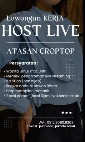 DICARI HOST LIVE UNTUK ONLINE SHOP BIDANG FASHION