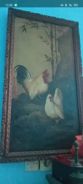 lukisan ayam sepasang