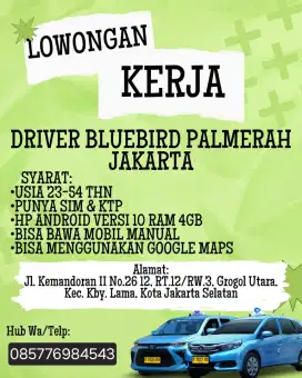 Lowongan driver pengemudi supir sopir drever palmerah