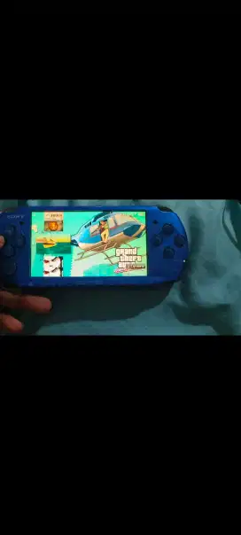 Psp slim 3006 biru game full 16 GB normal tinggal main
