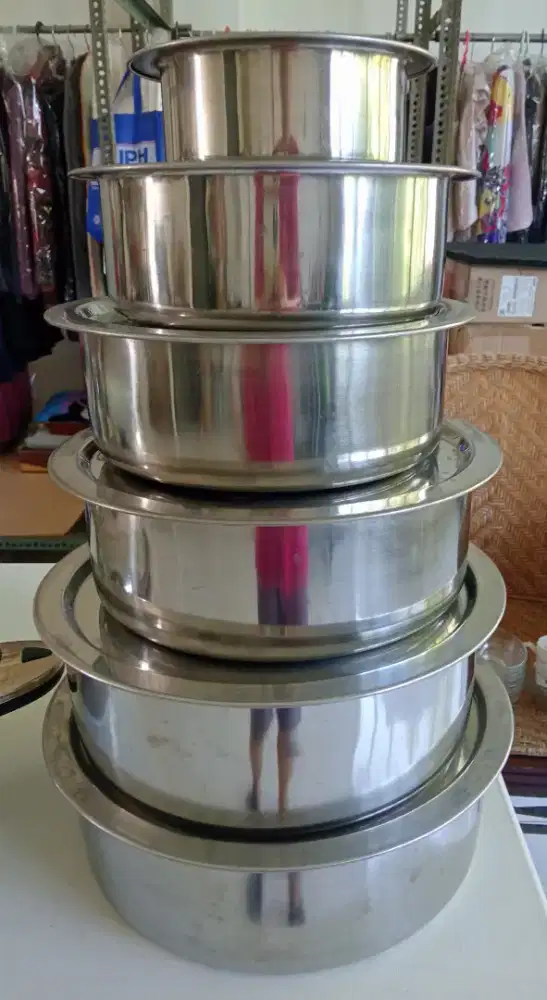 Stainless tempat masakan 6 pcs + tutup