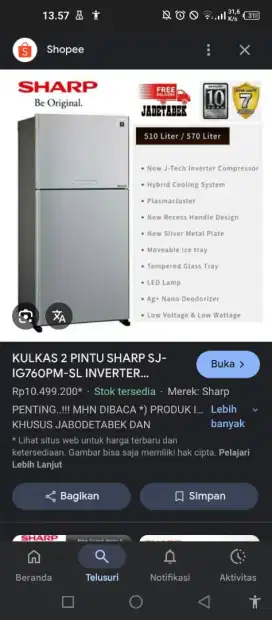 DIJUAL CEPAT,sharp inverter jumbo