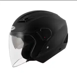 HELM ZEUS 611 MATT ORIGINAL  BLACK HALFFACE DOUBLE
VISOR - L