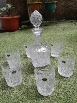 1 set gelas botol kristal bohemia 500 pk