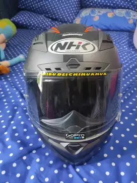 Helm NHK RX9 MOTIF HAWK BLACK DOFF ORANGE