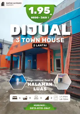 JUAL CEPAT 3 Rumah Town House 2 Lantai Ukuran 21 X 15m 5 Menit UNIMED