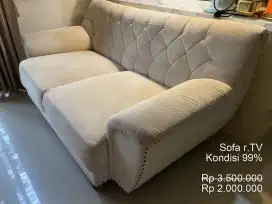 Sofa TV atau Ruang Tamu Putih Tulang - Mewah Elegan Murah