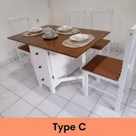 Meja makan lipat full kayu